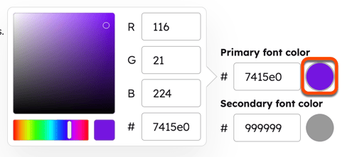 Color picker in the styling settings